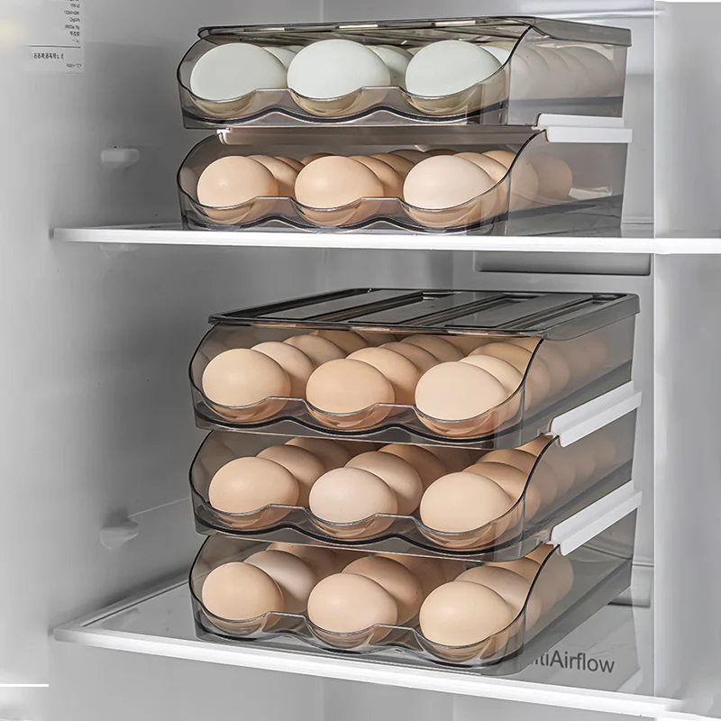 Egg Organizer Airtight Plastic Kitchen Fridge Refrigerator Egg Organizer Bins Storage Boxes With Lid