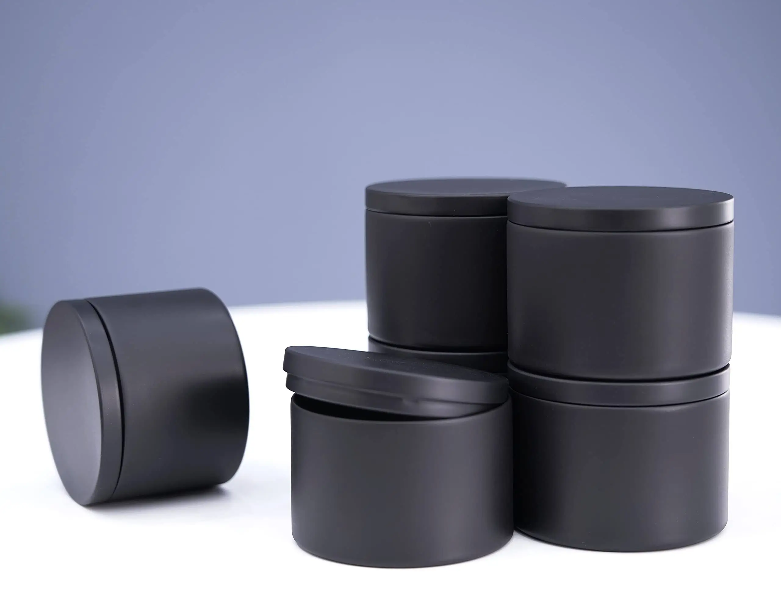 4oz 8oz 16oz tin cans for candles with lid Factory custom logo tin box matte black containers Metal Candle tins