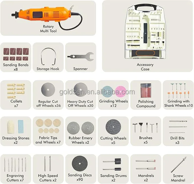 120v 230v 135w Variable Speed Diy Electric Power Cordless Dremel Rotary Multi Tool Set Mini Grinder with 235pcs Accessory Kit