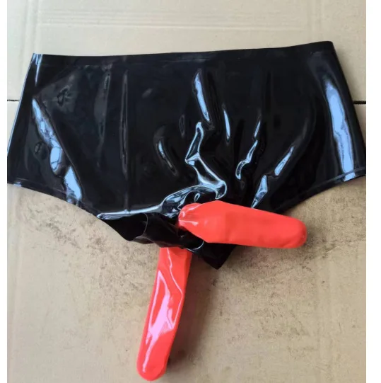 Sexy latex underwear sexy latex underwear shorts double set penis straight set anal straight set