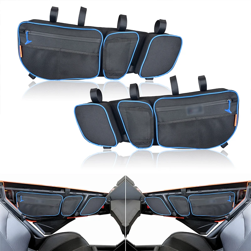 Front Upper Door Bags for 2017 2018 2019 2020 2021 Can Am Maverick X3 Max XRS XDS Turbo RR With Removable Knee Pad UTV Side Do