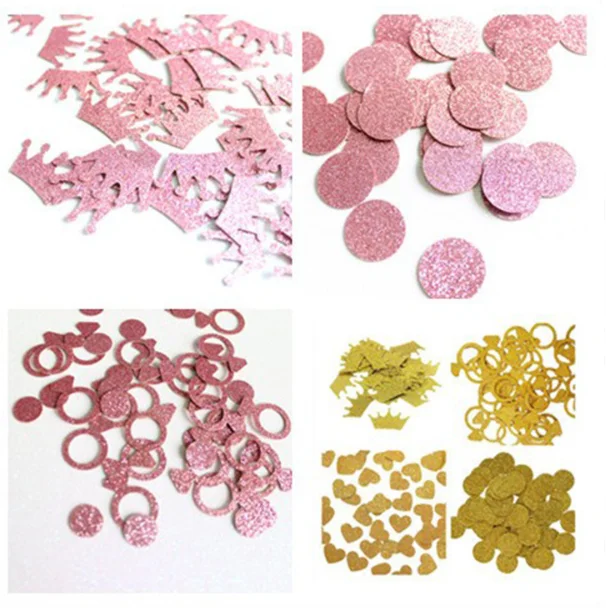 Custom Rose gold Heart Dot Round Circle Shape Foil Paper confetti sequin pack for Birthday Party Wedding Grad Christmas Decor