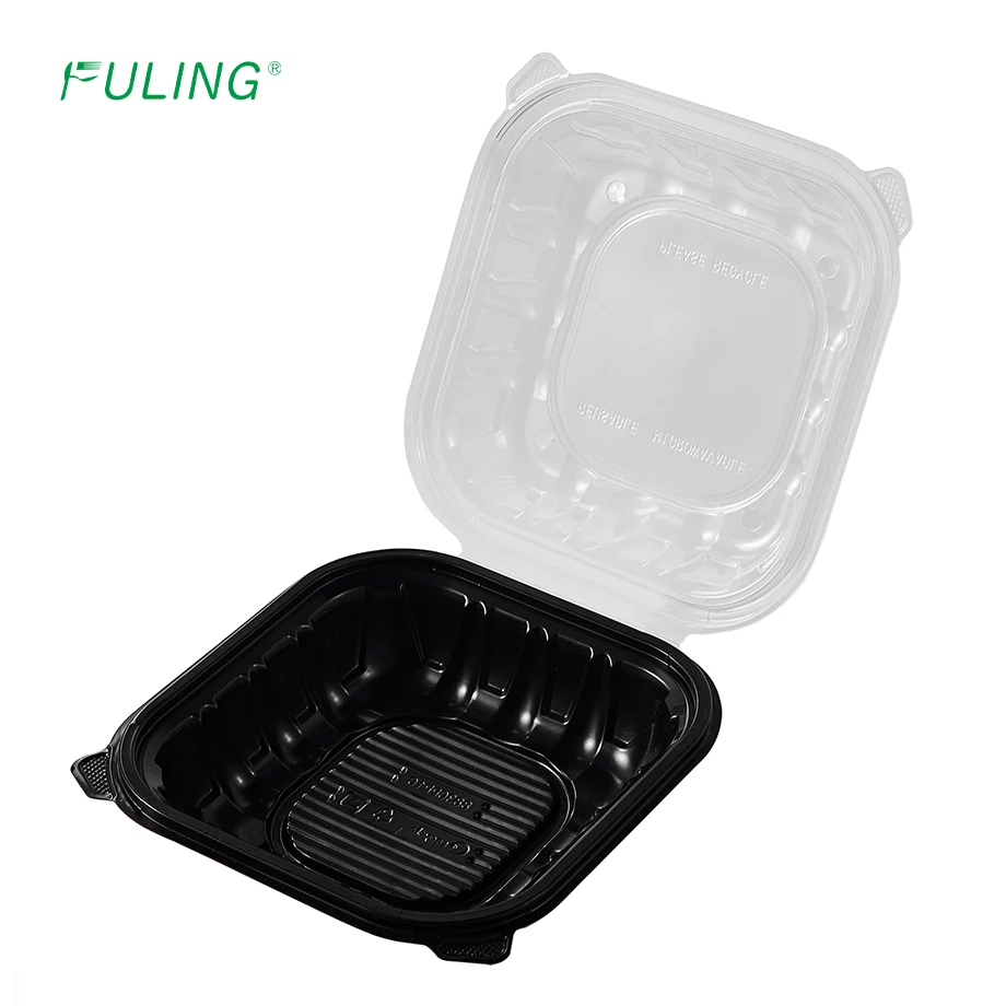FULING To Go Containers Custom Shrink Wrap 8 Inch Meal Prep Container Plastic Hinged Clamshell Take Out Containers