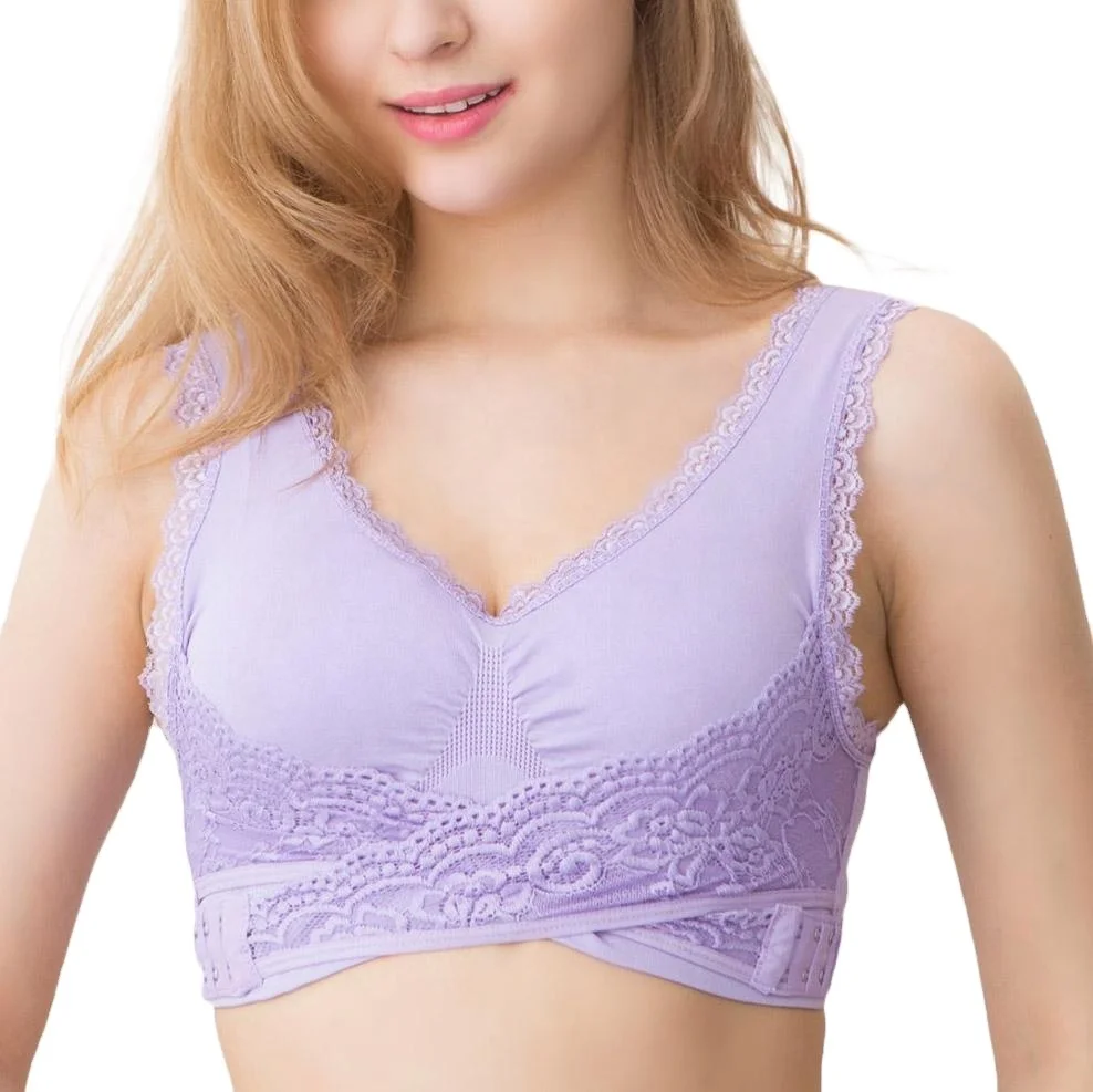 
Sexy Women Sport Bras For Women Lace Front Cross Side Buckle And Removable Pad Tank Top Sport Cara Mia Bra 