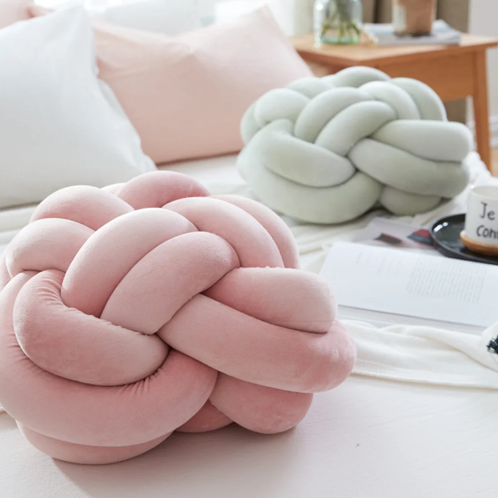 
Knot Floor Cushions Modern Pillow Knot Pillow Cushion Polyester Velvet Chunky Knot Pillow Cushion Ball Hollow Fiber Filled 