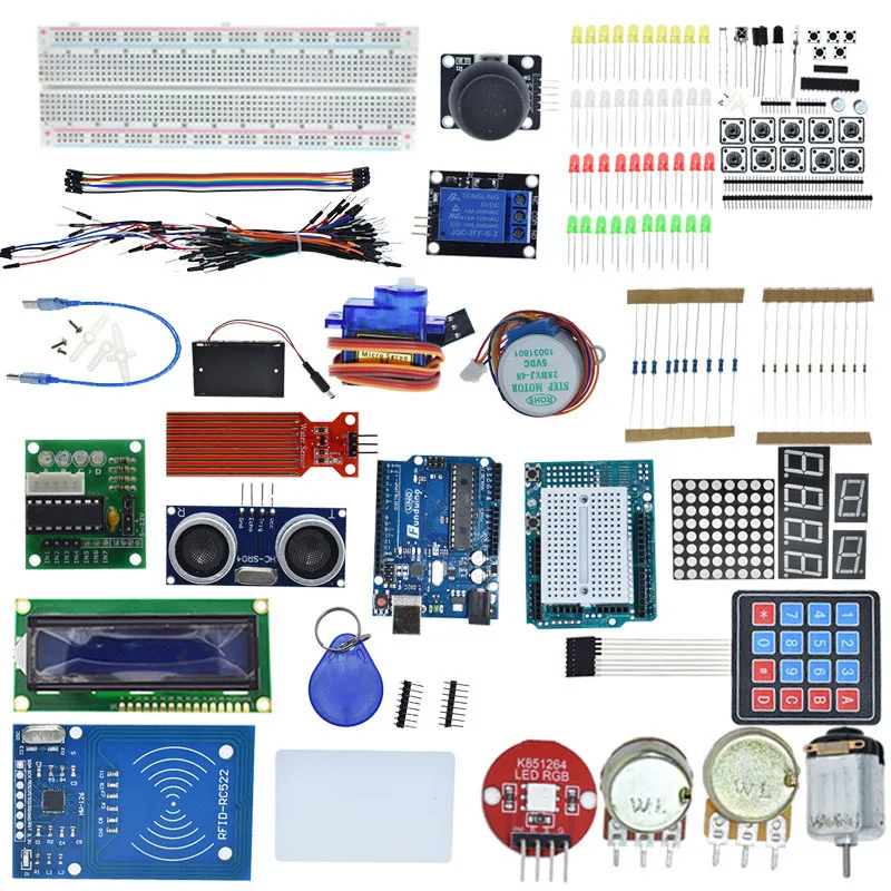 Starter Kit for Arduino Uno R3 Breadboard and holder Step Motor Servo 1602 LCD   jumper Wire