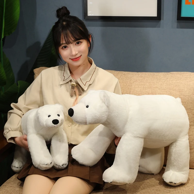 45cm 60cm Lifelike Standing White Plush Polar Bear Stuffed Animal Toys Huggable Toys for Kids