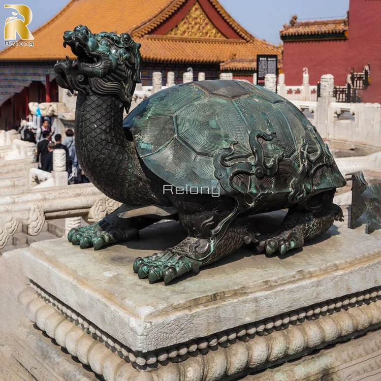 Outdoor Decoration Bronze Mystery Animal Sculpture Brass Chinese Dragon Turtle Statue