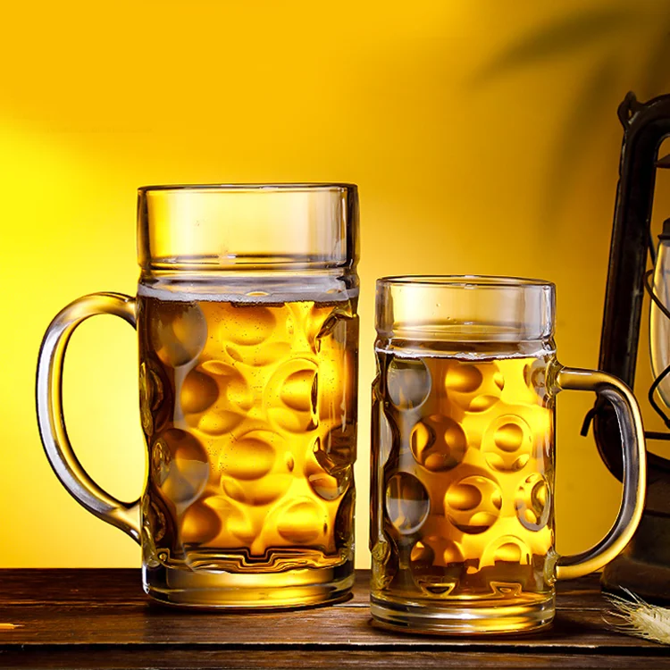 Beer Glasses Beer Mug Wholesale Various Style Clear Crystal with Handle Engraved Glass for Restaurant Party Customized Packaging