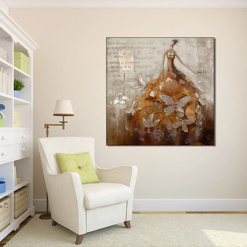 Hot Sale Sexy Women Handmade Painting On Canvas Modern Abstract Art Oil Painting With Gold Foil For WholeSale