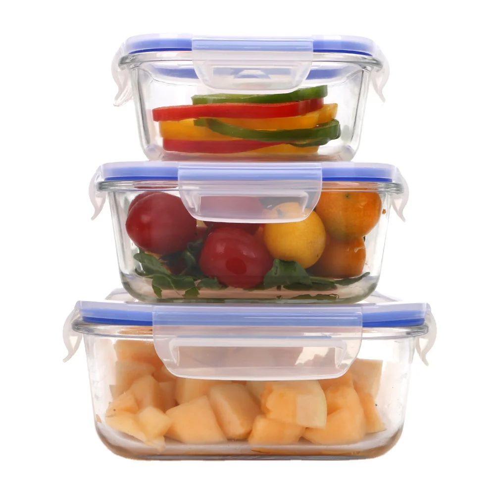 JASPER GLASS 320ml/370ml/400ml/520ml/640ml/800ml/950ml/1040ml rectangle borosilicate glass food  storage containers with