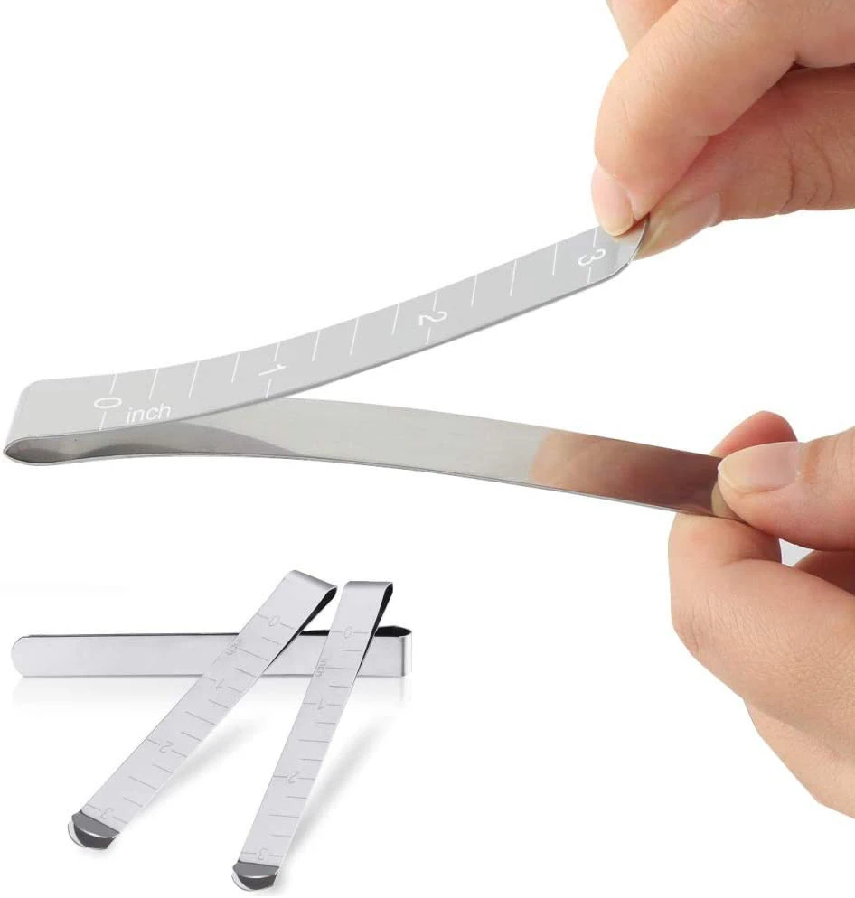 2pcs Stainless Steel Hemming Clips Sewing Crimping Clips Sewing Accessory 3 Inches Apparel Measurement Ruler Tools