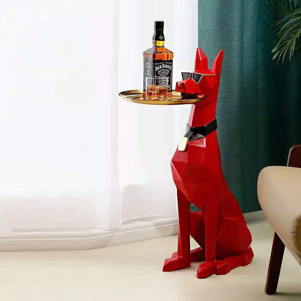 Factory Price Coffee Tables Luxury Gentleman Dog Statue Floor Standing Ornaments Creative Modern Side Tables Living Room