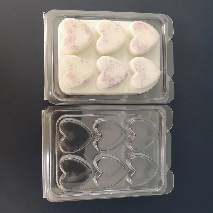 
Customizing Heart Shape Clear Wax Melts and Candle Clamshell Packaging 