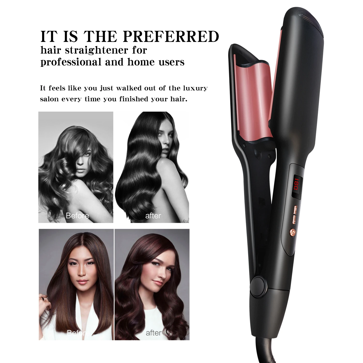 Hair Styler Tourmaline Hair Crimping Iron,Wave Maker 3 Barrels Curling Iron Dual Voltage Hair Curler