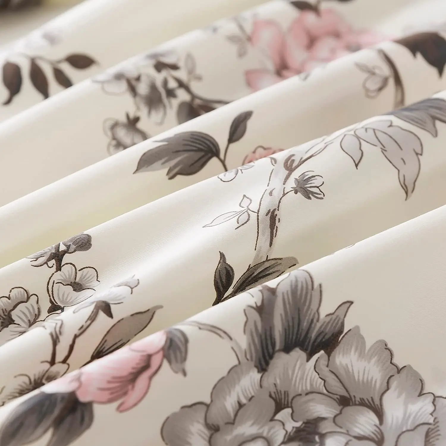 Egyptian Cotton Bedding Sets Luxury Bed Sheets Rose Floral Bedding Shabby Grey and Pink Peony Printed