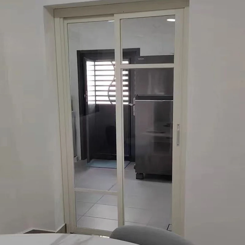 Cheap Narrow Bathroom Door with Glass Partition and Flat Open Design for Balcony or Toilet