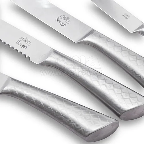 QANA Factory Wholesale OEM 9pcs cooking knifes set stainless steel damascus kitchen chef knife scissor potato peeler set