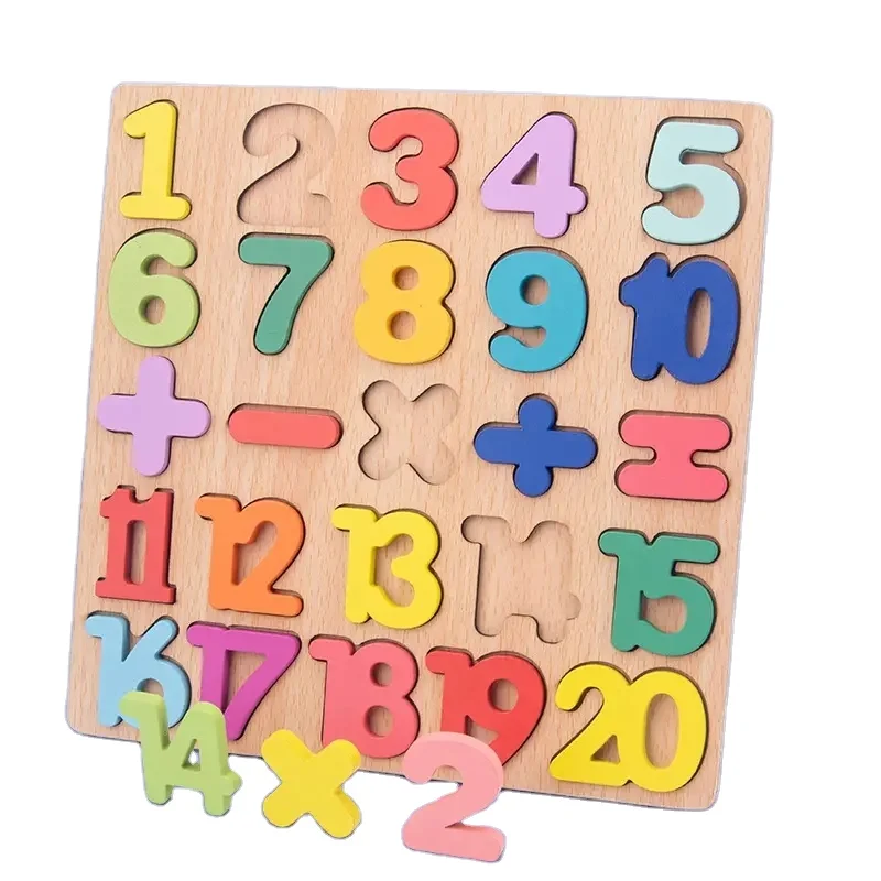 Children Toddler English Montessori Board Alphabet Abc Letter And Number Kids Educational Learning Toys Wooden Puzzle Board