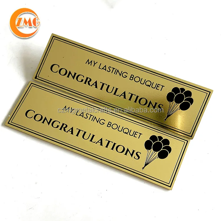 wholesale laser cut logo satin nickle plating self adhesive metal nameplates