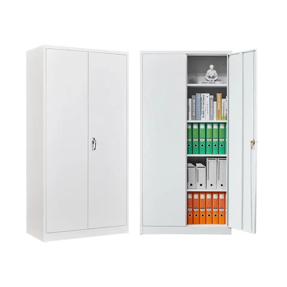 Wholesale steel filing cabinet garage storage cabinet 2 door lockable with 4 adjustable shelves metal storage cabinet