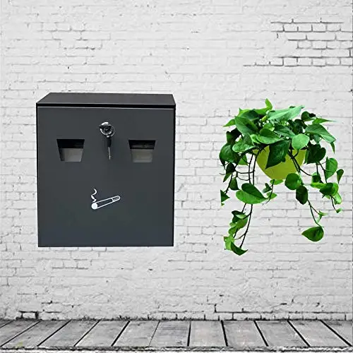 Wall Mounted Outdoor Cigarette Butt Receptacle, Wall Mounted Cigarette Disposal Tower Commercial Galvanized Iron Ashtray