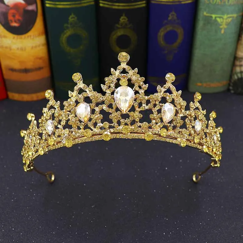 Factory cheap Hair accessories Wedding Hair crystal Jewelry 14 colors in stock  crown and tiaras golden tiaras
