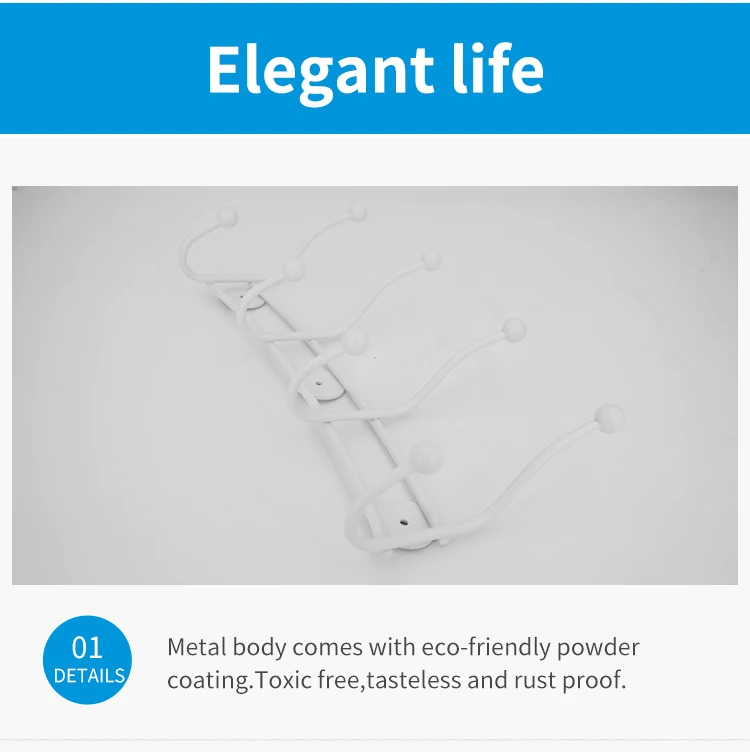 8 head wall mounted metal clothes hanger hooks