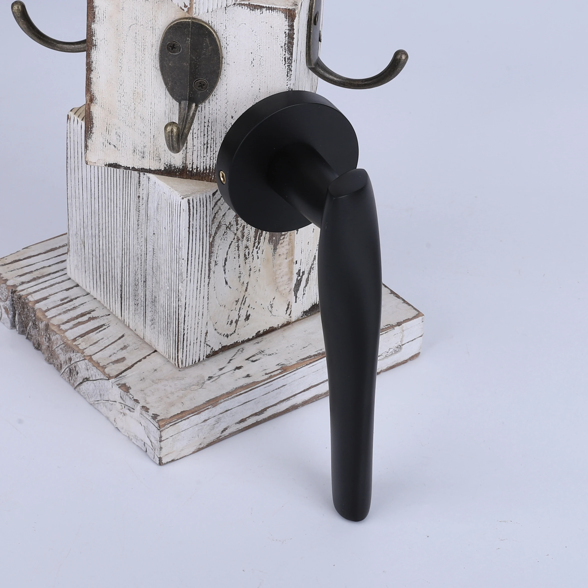 In Stock Low Moq Spain style Balcony Hotel Bathroom Door Handle Black Matte Door Lock Handle Set