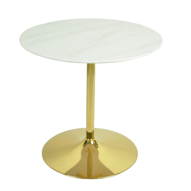 Cheap Price I Shape Legs Room Furniture Modern Round White MDF Top Dining Table For Small Apartment Hotel Restaurant Kitchen