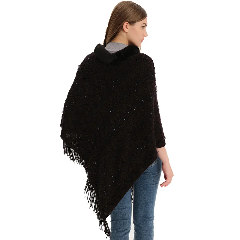Wholesale Ladies Luxury Designer Fleece Tartan Blanket Poncho With Tassels Women Winter Warm Pashmina Wraps Shawls Cashmere Cape