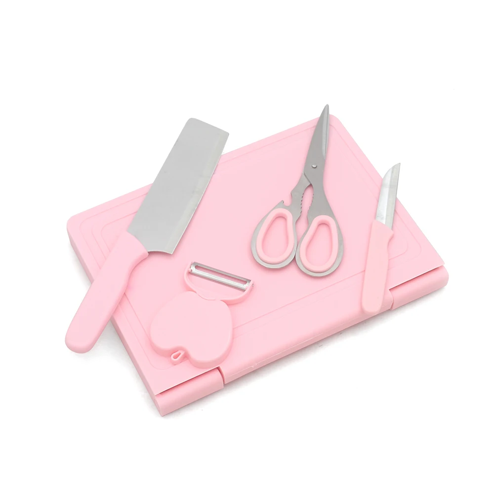 PP Plastic Cutting Board Set for Kitchen for Chopping Vegetables Fruits Includes Knife Peeler Scissors Great for Camping Tools