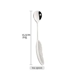 Creative 304 stainless steel spoon feather coffee spoon cake dessert spoon fruit fork