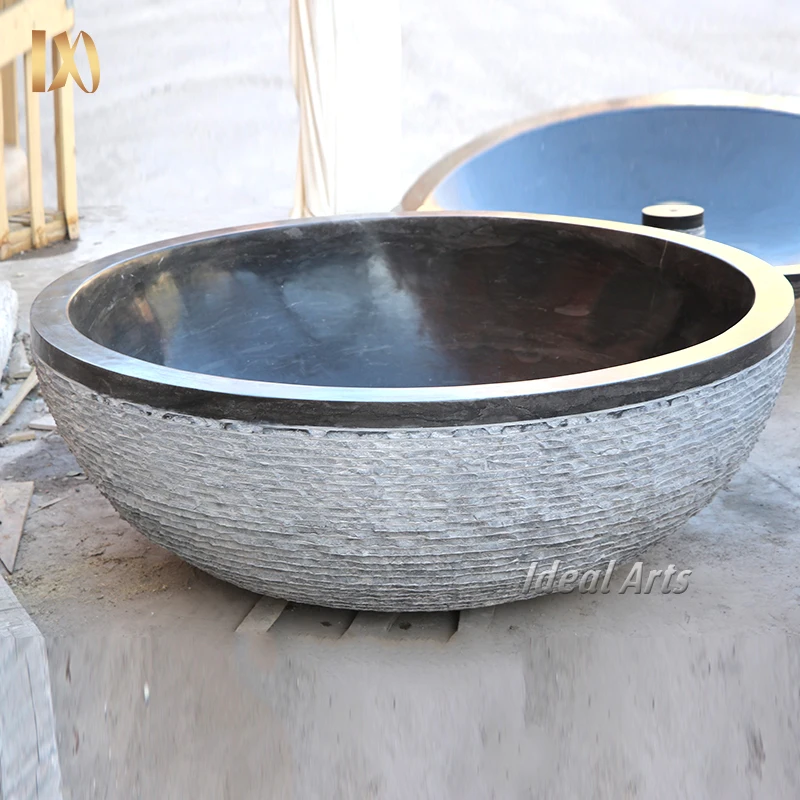Ideal Arts Solid Marble Freestanding stone rock bathtub bali stone bath tub for hotel