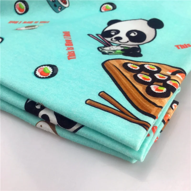 
design your textile fancy cartoon digital print soft and breathable baby wear cotton knit fabric with spandex 
