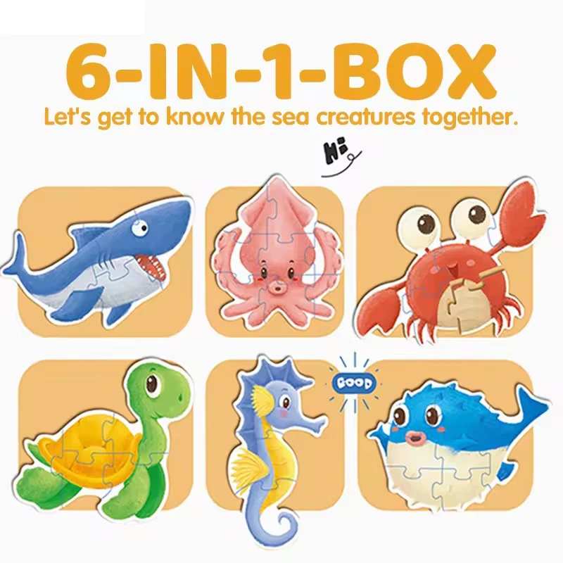 6 in 1 Educational Jigsaw Puzzles Montessori Puzzle Games 39 Pieces Multi Themes Floor Puzzle for Toddlers