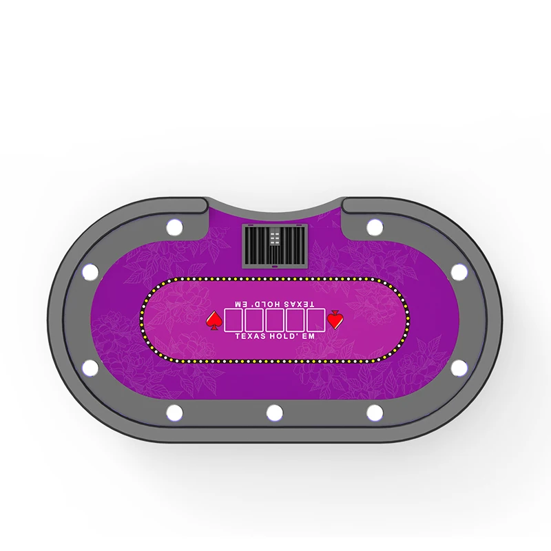 YH 10 Person Deluxe Professional Gambling LED Lighting Luxury Casino Texas Holder Poker Table With Wooden Legs