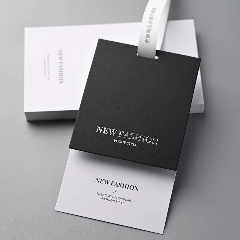 Custom Luxury Fabric Hang Tags Clothing High Quality Metal Embossed Foil Stamping Technique Thank You Card Textile