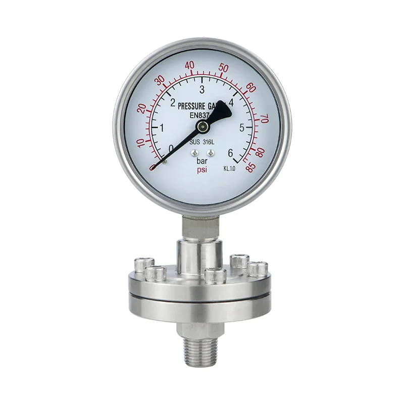 Professional Factory Steam water Hydraulic Pressure Indicator 1.6% Precise Diaphragm Pressure Gauge With CE