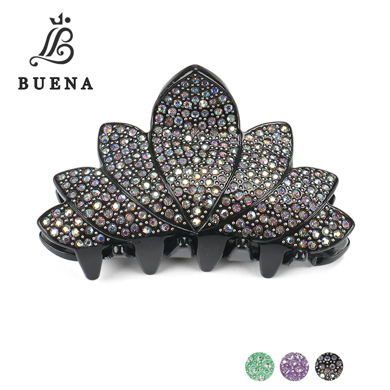 Hot Sale Acrylic Hair Claw Clamp Luxurious Full Rhinestone AB Hair Claw Clips Fashion Women Flower Hair Claws