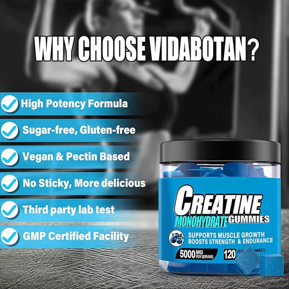 Private Label OEM Creatine Monohydrate Gummies Vitamins Supplements 60 gummies For Muscle Growth And Energy Sport