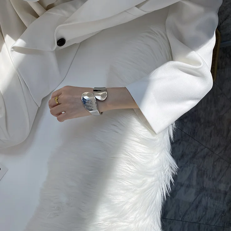 Fashion Punk Hiphop Wide Bangles Bracelet For Women Statement Alloy Bangle Jewelry Femme Accessories