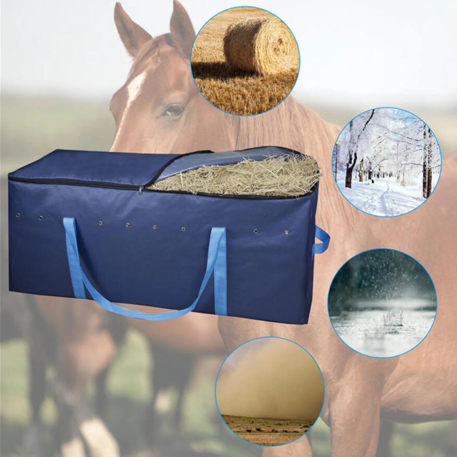 Custom Brand Extra Large Hay Bale Storage Bag For Horses Sheep And Cattle Zippered Tote Hay Bales 600D Oxford Cloth Waterproof