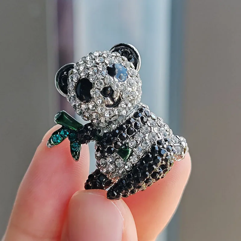 Alloy Panda brooch Cartoon animal rhinestone enamel brooch