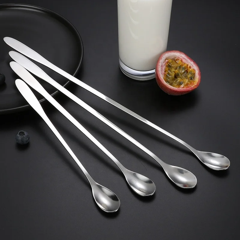 cheap stainless steel long handle dessert spoon for ice cream coffee tea