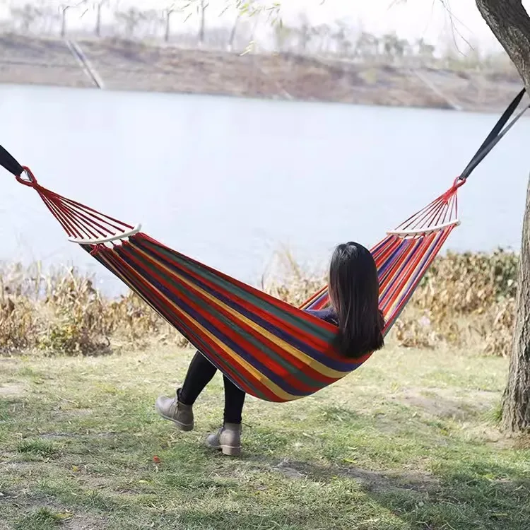 Portable 2-Person Adult Parachute Nylon Hammock with Padded off Bed Swing Hammock for Outdoor Camping and Tent Use