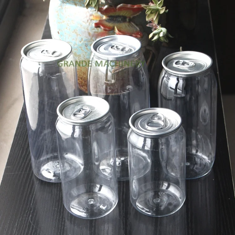 High Quality Wholesale 250ml 330ml 500ml 550ml 650ml Plastic Transparent PET Soda Can For Beverages Custom Soda Jar Price