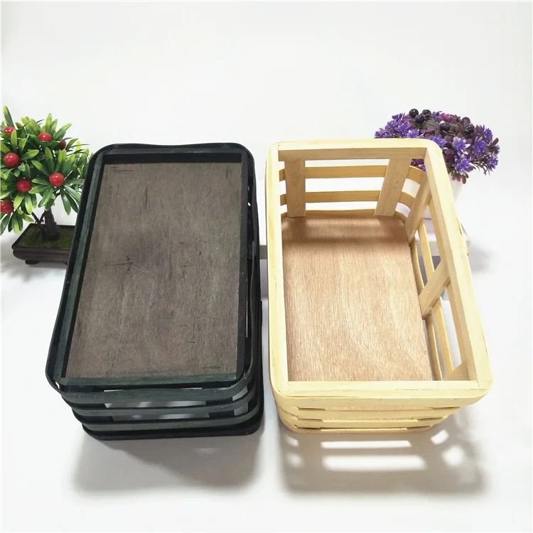 Прямоугольная деревянная корзина для хранения японских овощей и фруктов