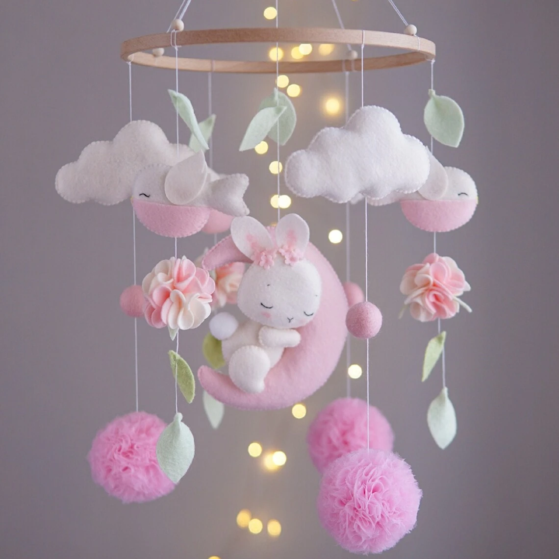 Boho/Новый дизайн характер подвесной пользовательское имя австралийские животные птица цветок из фетра Мишка ручной работы детская кроватка Мобильная для девочек