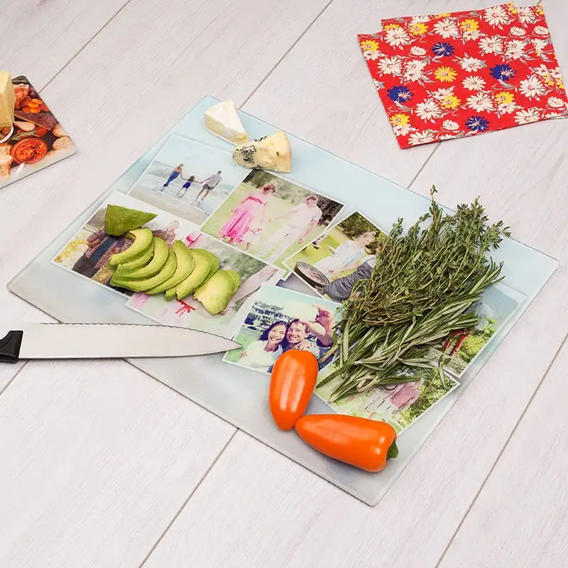 Wholesale Tempered Glass Cutting Board Kitchen Sublimation Blank Chopping Board Heat Resistant Non Slip Glass Trays Price